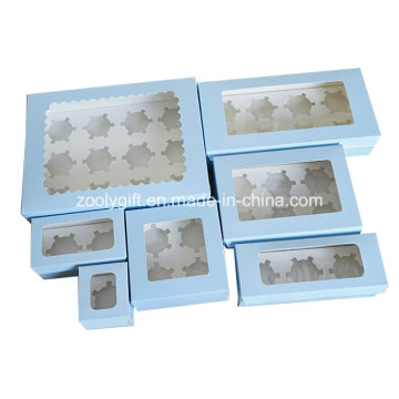 Caja de magdalena de papel para llevar / Caja de magdalena para papel de cartón impreso con ventana de inserción y clara